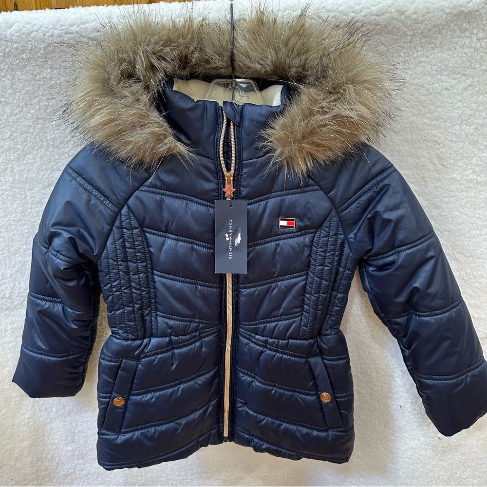 Girls Navy Tommy Hilfiger Winter Coat